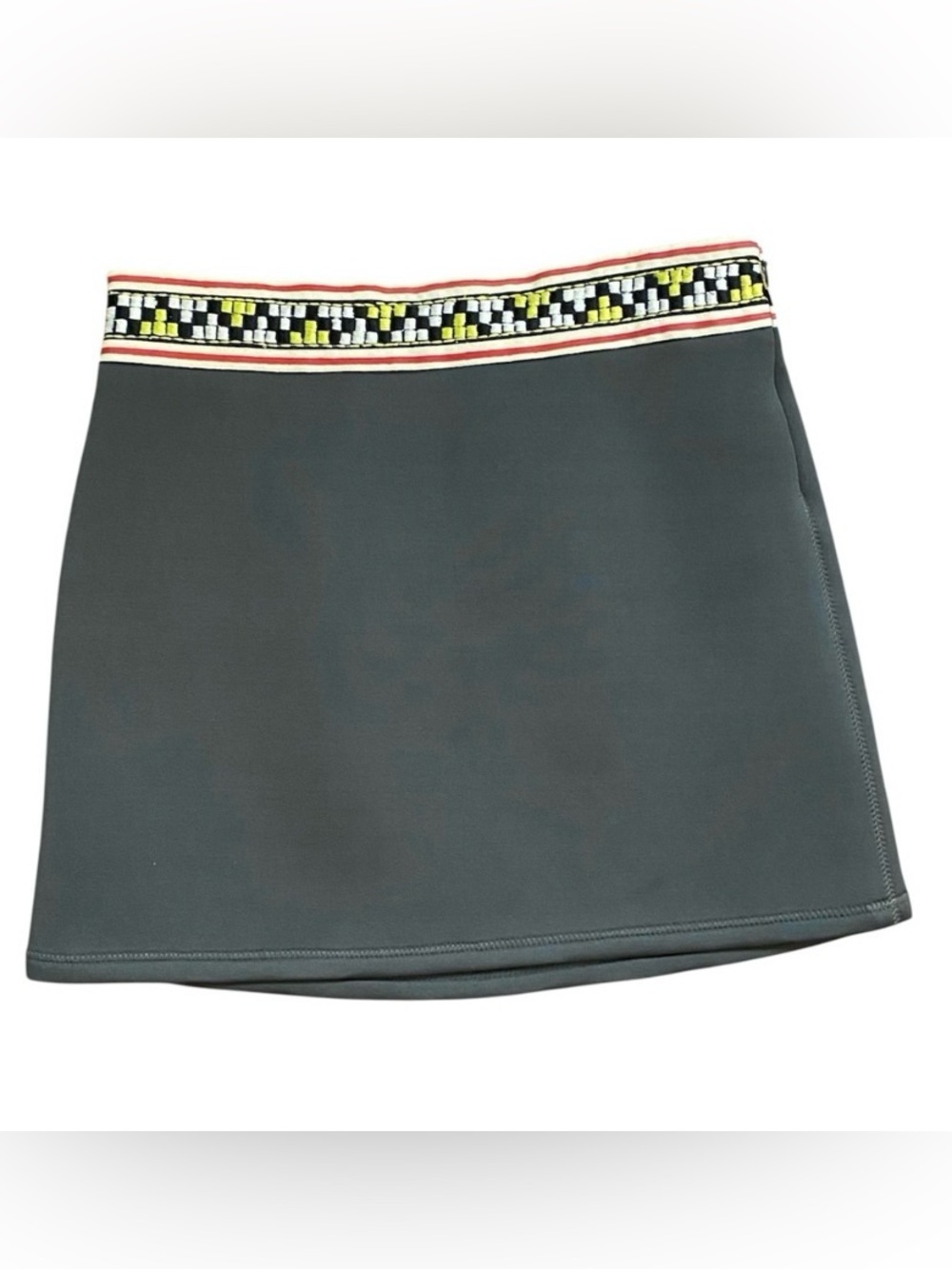 Gryphon Scuba Mini Skirt with Embroidered Waistband Women’s Medium Gray